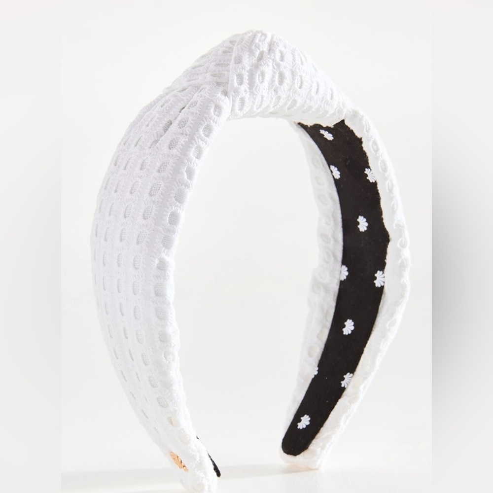 Lele Sadoughi White Eyelet Knotted Headband
